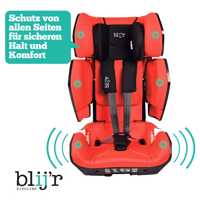 Blijr Uniek Rot Autositz Kindersitz mit Rücksitzspiegel & Sonnenschutz für Kinder ab 3,5 bis 12 Jahren  Autokindersitz Kfz Auto Kleinkinder 