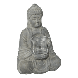 Buddha, sitzend mit Windlicht, kl. ca. 20cm