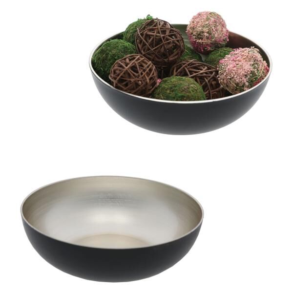 Decorative bowl, round, champagne color/black, L, approx.30cmD