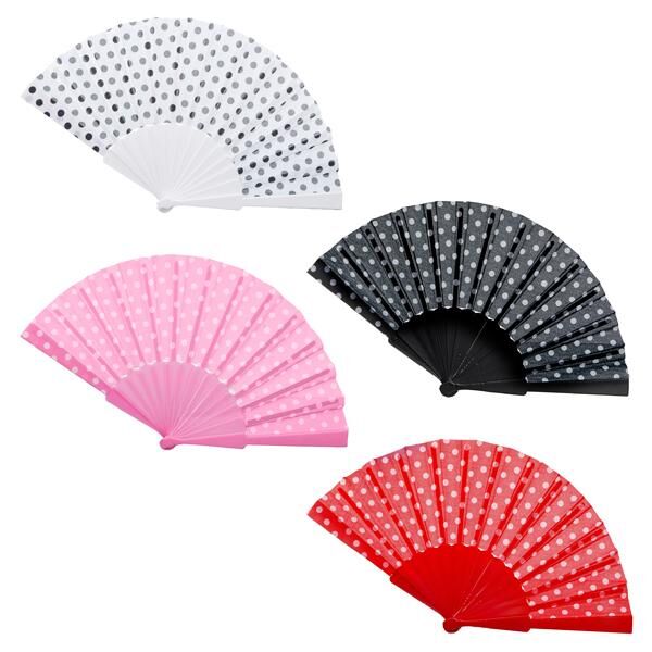 Fächer, Stoff, Punkte, 4/s , 24er DY