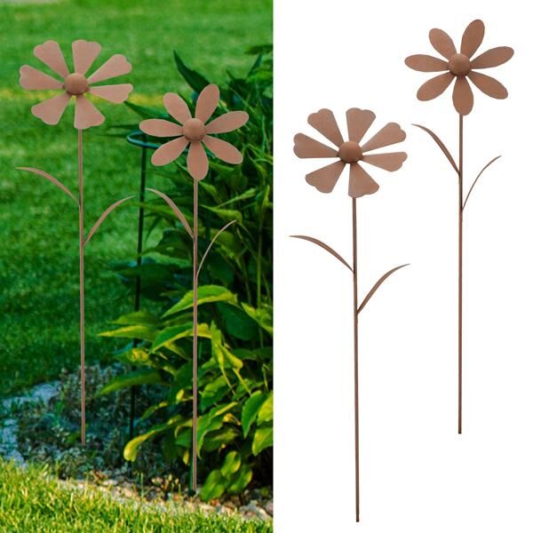 Gartenstecker Blume 3D, 2/s, rusty, groß, ca. 62cmH