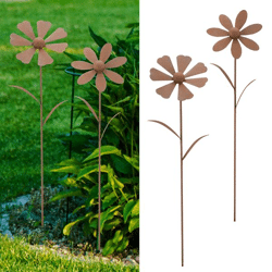 Gartenstecker Blume 3D, 2/s, rusty, groß, ca. 62cmH
