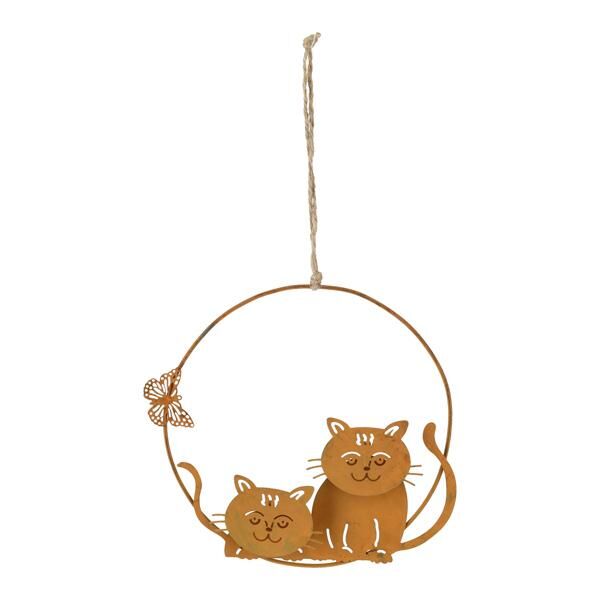Hänger Katze 3D, rusty, rund, ca. 14cmD