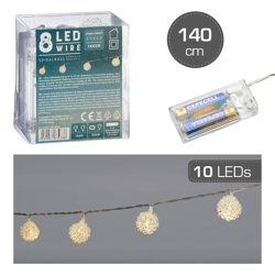 LED Lichterkette, Spiralball, 8LED, ca. 140cm
