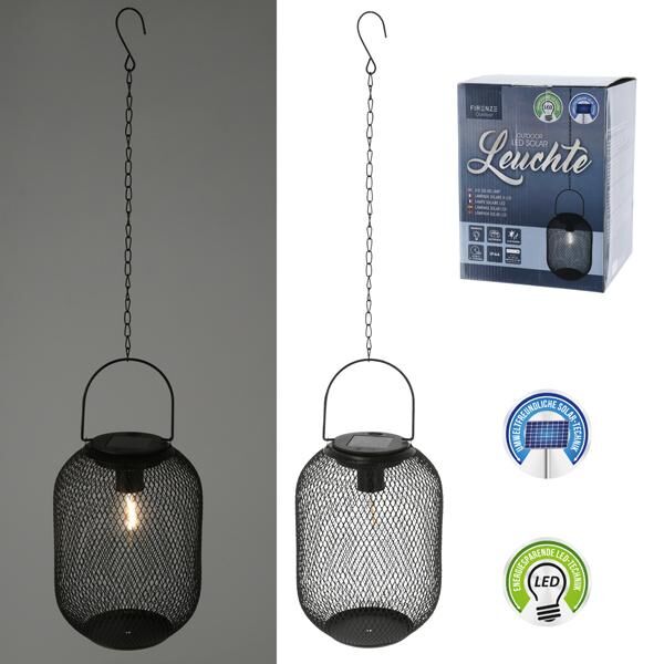 LED Solar Leuchte, Netz, schwarz, zum hängen, gr., ca. 70cmH