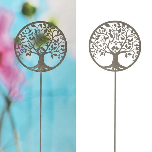 Metal garden plug tree of life, gray, approx. 100cmH