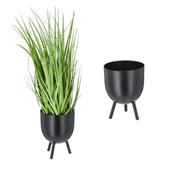 Pflanztopf auf Fuß, schwarz, ca. 10x14cm