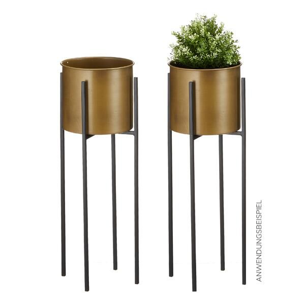 Pflanztopf gold auf schwarzem Fuß, L, ca.60cmH