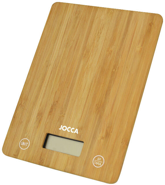 Jocca digitale Küchenwaage aus Bambus mit LCD Display und Tragkraft bis 5kg Waage Speisenwaage Küchenausstattung Küche backen kochen