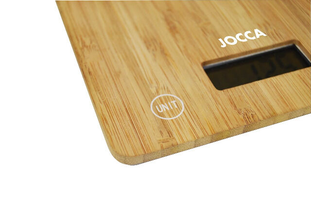 Jocca digitale Küchenwaage aus Bambus mit LCD Display und Tragkraft bis 5kg Waage Speisenwaage Küchenausstattung Küche backen kochen