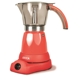 Jocca electric espresso coffee maker in red for up to 6 cups with 360° rotating head espresso maker kitchen cafe Italy stainless steel
