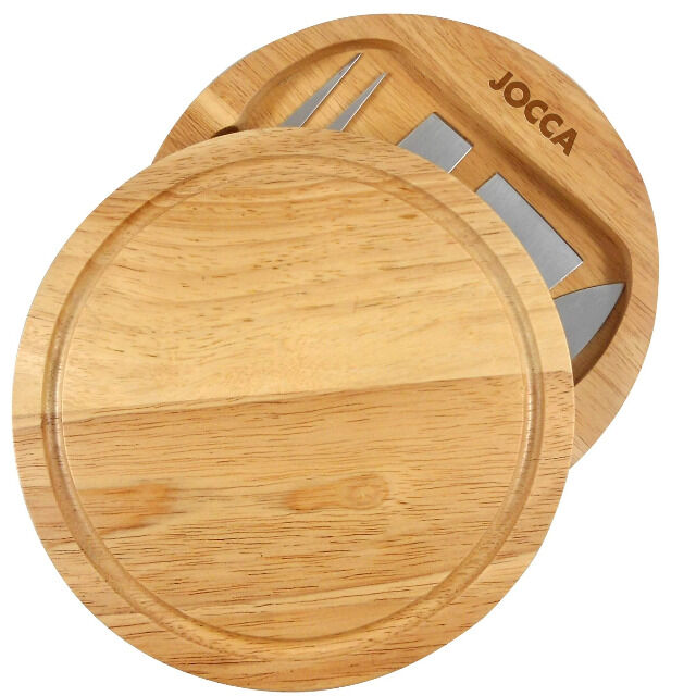 Jocca Käsebrett aus Kautschukholz mit 4 Käsemesser für Käsegenuss und kalte Speisen Käse Mitternachtsbuffet Käsespachtel Parmesanmesser