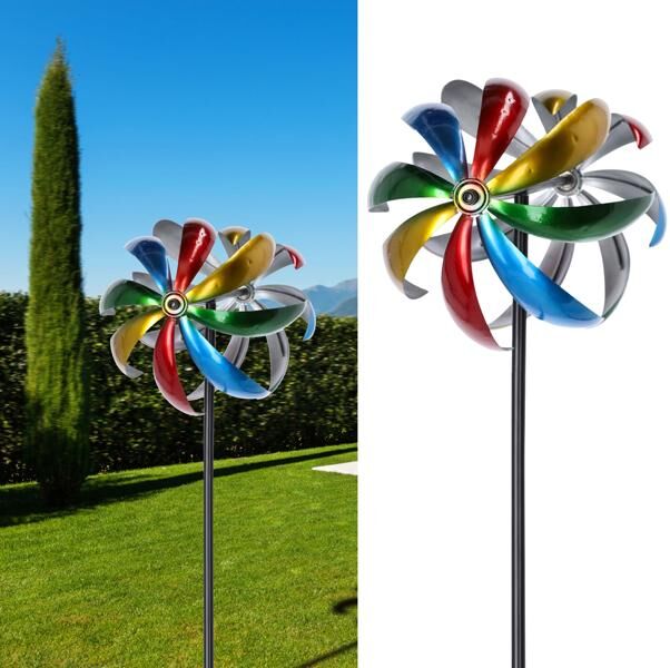 Windrad Turbine, doppelt, bunt, ca. 168cmH