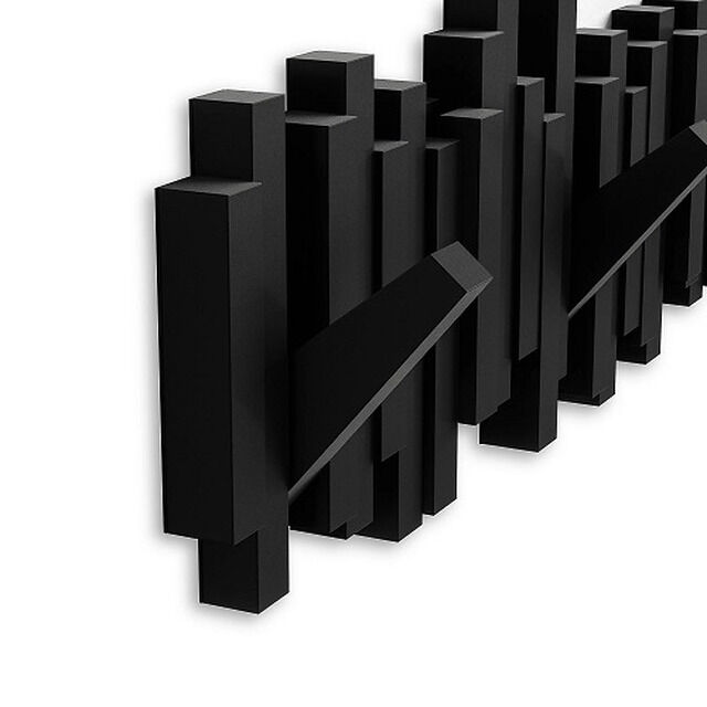 UMBRA STICKS HOOK BLACK 318211-040 platzsparende Garderobenleiste mit 5 beweglichen Haken Garderobe Garderobenhaken Mantel Tasche Schal Hut 