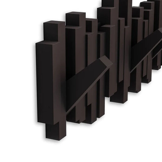 UMBRA STICKS HOOK ESPRESSO 318211-213 platzsparende Garderobenleiste mit 5 beweglichen Haken Garderobenleiste Garderobe Mantel Tasche Hut 