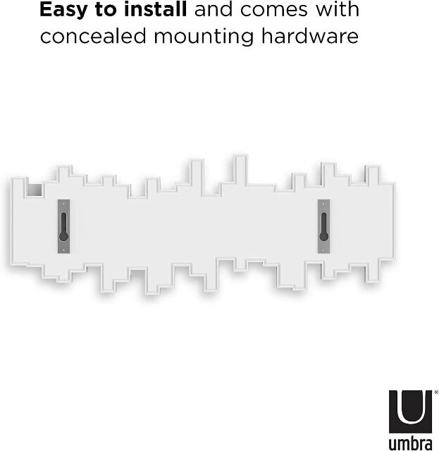 UMBRA STICKS Multi HOOK WHITE 318211-660 platzsparende Garderobenleiste mit 5 beweglichen Haken Garderobe Kleidung Jacken Mäntel Taschen Hut