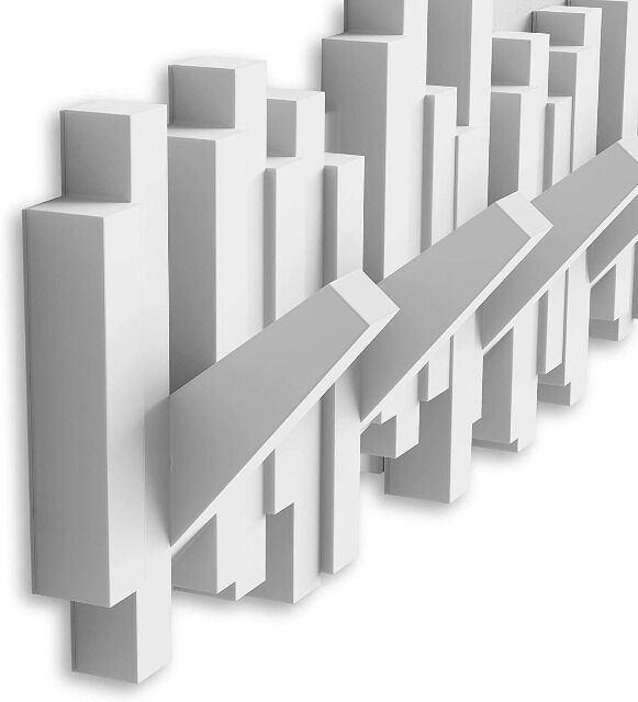 UMBRA STICKS Multi HOOK WHITE 318211-660 platzsparende Garderobenleiste mit 5 beweglichen Haken Garderobe Kleidung Jacken Mäntel Taschen Hut