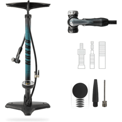 AARON Luftpumpe Sport One in Blau Fahrrad-Standpumpe für alle Ventile mit Manometer Ballpumpe Reifenpumpe Luftmatratze Urlaub Sport Freizeit