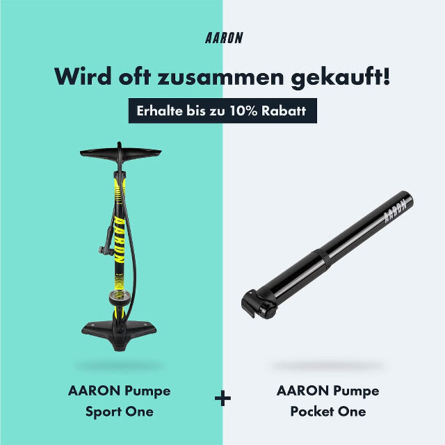 AARON Luftpumpe Sport One in Gelb Fahrrad-Stand-Pumpe für alle Ventile mit Manometer Ballpumpe Luftmatratzenpumpe Sport Auto Pool Urlaub 