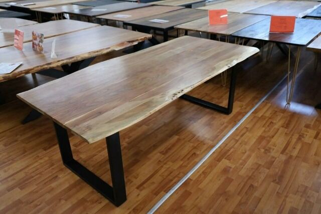Esstisch + MASSIVHOLZ Akazie BK 3cm VOLL + Metall Gestell 220x100cm 