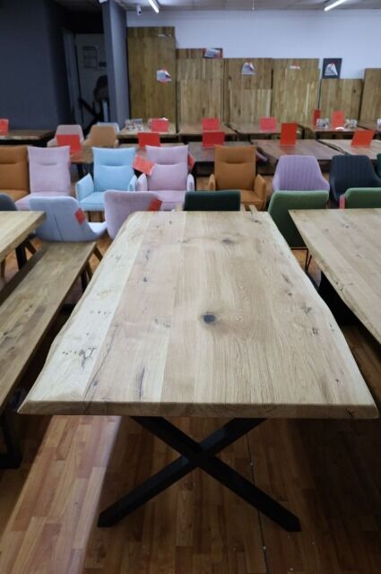 Esstisch Tisch + Massivholz Eiche + VOLL HOLZ 4cm 220x100cm 
