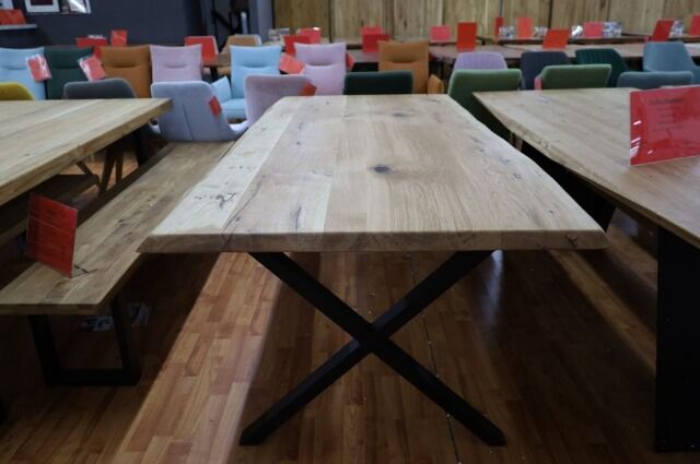 Esstisch Tisch + Massivholz Eiche + VOLL HOLZ 4cm 220x100cm 