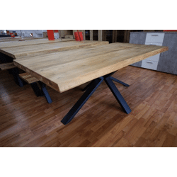 Esstisch Tisch + MASSIVHOLZ Eiche + Baumkante + Spider Gestell 180x100cm 