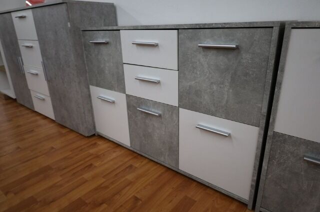 Kommode + Ablageflächen + Schubladen + Beton Optik
