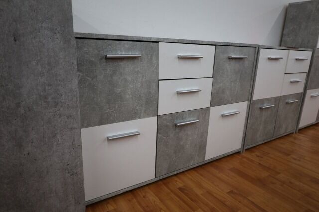 Kommode + Ablageflächen + Schubladen + Beton Optik