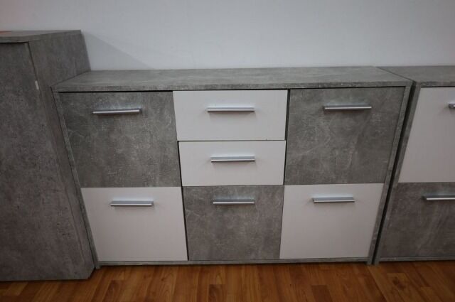 Kommode + Ablageflächen + Schubladen + Beton Optik