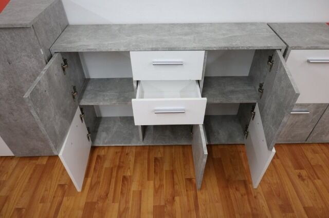 Kommode + Ablageflächen + Schubladen + Beton Optik