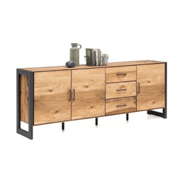 Kommode + Metall Gestell + Balkeneiche furniert +Soft Close