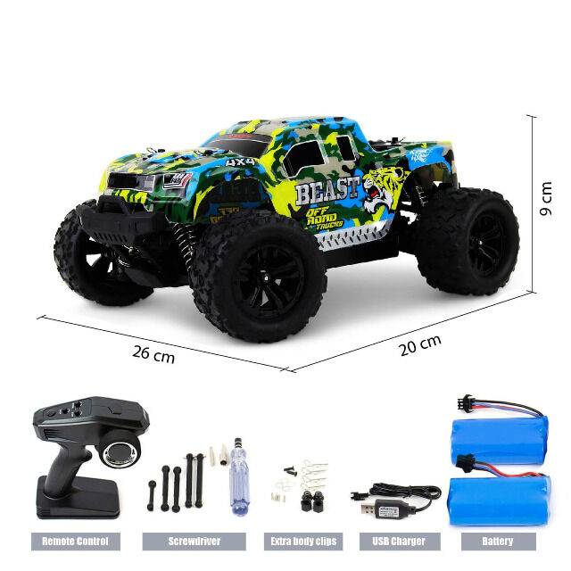 Blij´r Beast Blue ferngesteuertes RC Auto 45 km/h, 1:18, 2 Akkus, Allrad, 100m, Monstertruck RTR RadioControl Modellbau