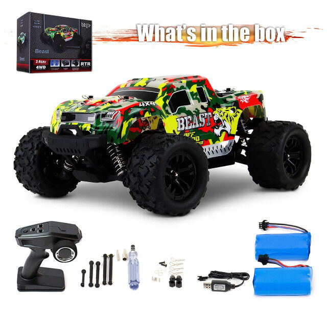 Blij´r Beast RED ferngesteuertes RC Auto 45 km/h, 1:18, 2 Akkus, Allrad, 100m, Monstertruck RTR RadioControl Modellbau