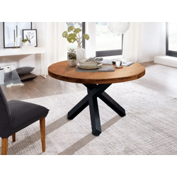 Esstisch Massivholz Akazie + Metall Gestell 130 cm 