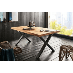 Esstisch Tisch + Massivholz Eiche + Baumkante 300x100 cm 