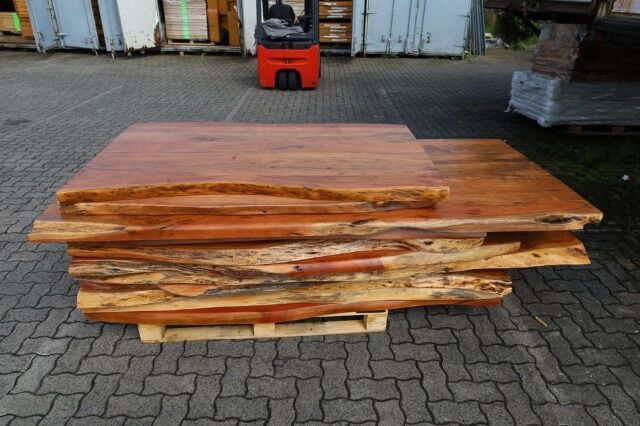 TISCHPLATTEN Esstisch Tisch + Akazie massiv + Natur Baumkante + Mit Gestell