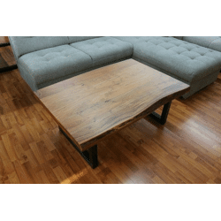 Coffee table + solid acacia wood + tree edge + metal frame 120x48x80 cm