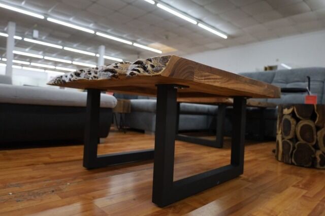 Couchtisch Tisch +Massivholz Akazie + ECHTE BAUMKANTE 80x80x47cm