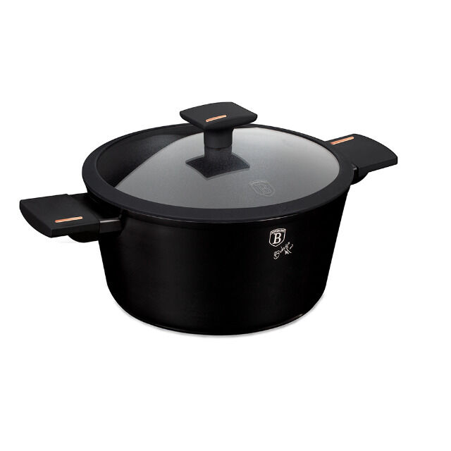 Berlinger Haus BH/7086 Monaco Collection Kasserolle in Schwarz mit Deckel Topf Durchmesser 20 cm Kochtopf Küche Induktion Gasherd E-Herd 