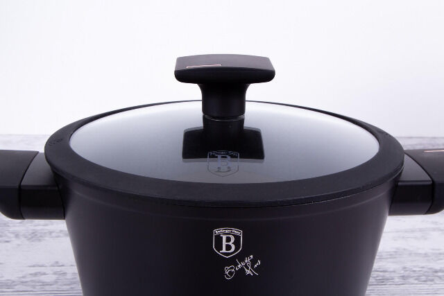 Berlinger Haus BH/7086 Monaco Collection Kasserolle in Schwarz mit Deckel Topf Durchmesser 20 cm Kochtopf Küche Induktion Gasherd E-Herd 