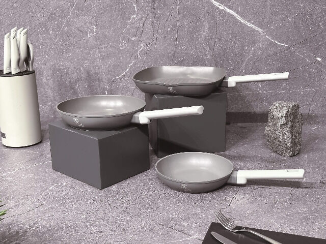 Berlinger Haus BH/7076 Aspen Collection Bratpfannen Set 3-tlg. in Grau mit Grillpfanne Pfanne Haushalt Küche Bratpfanne Induktion Gasherd 