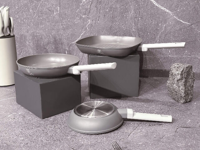 Berlinger Haus BH/7076 Aspen Collection Bratpfannen Set 3-tlg. in Grau mit Grillpfanne Pfanne Haushalt Küche Bratpfanne Induktion Gasherd 
