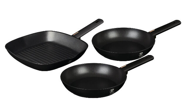 Berlinger Haus BH/7096 Monaco Collection Bratpfannen Set 3 tlg. in schwarz Pfannen Grillpfanne grillen braten schmoren Küche Haushalt kochen