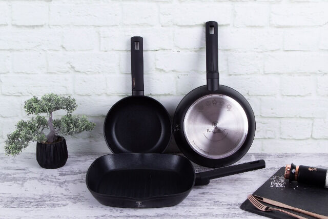 Berlinger Haus BH/7096 Monaco Collection Bratpfannen Set 3 tlg. in schwarz Pfannen Grillpfanne grillen braten schmoren Küche Haushalt kochen