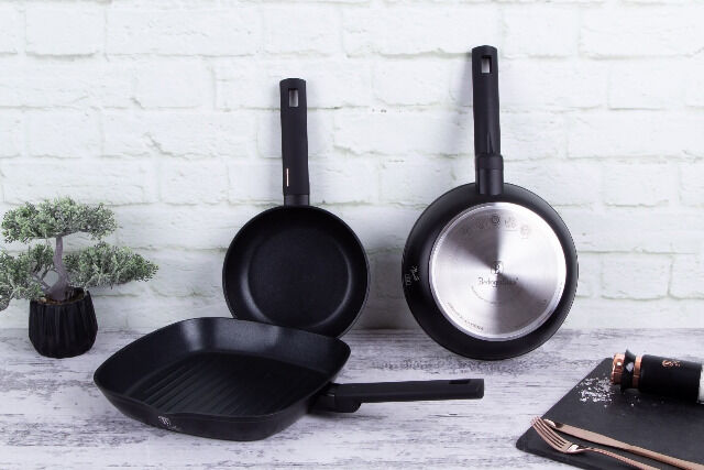 Berlinger Haus BH/7096 Monaco Collection Bratpfannen Set 3 tlg. in schwarz Pfannen Grillpfanne grillen braten schmoren Küche Haushalt kochen