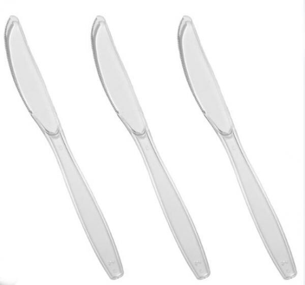 Amscan 20 robuste Kunststoff Messer in transparent Länge 17 cm Breite 2,0 cm