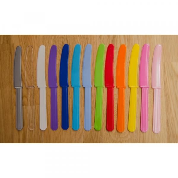 Amscan 20 robuste Kunststoff Messer in transparent Länge 17 cm Breite 2,0 cm
