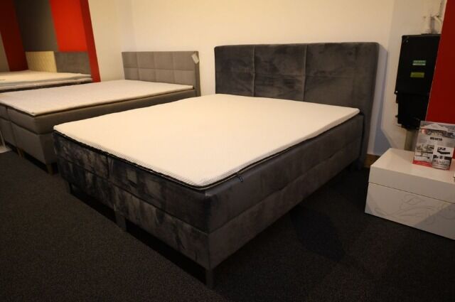 Kastenbett Boxspringbett + Stauraum + Matratze + Topper 180x200cm 