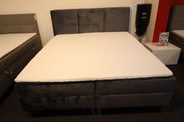 Kastenbett Boxspringbett + Stauraum + Matratze + Topper 180x200cm 